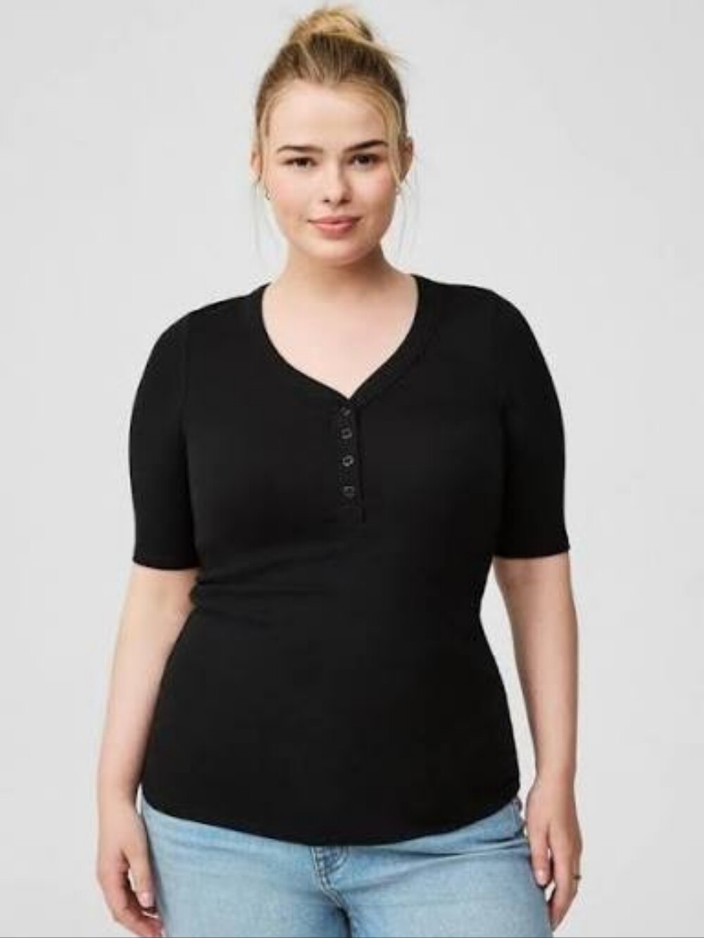 Torrid Henley Tee w/ Elbow-Length Sleeves